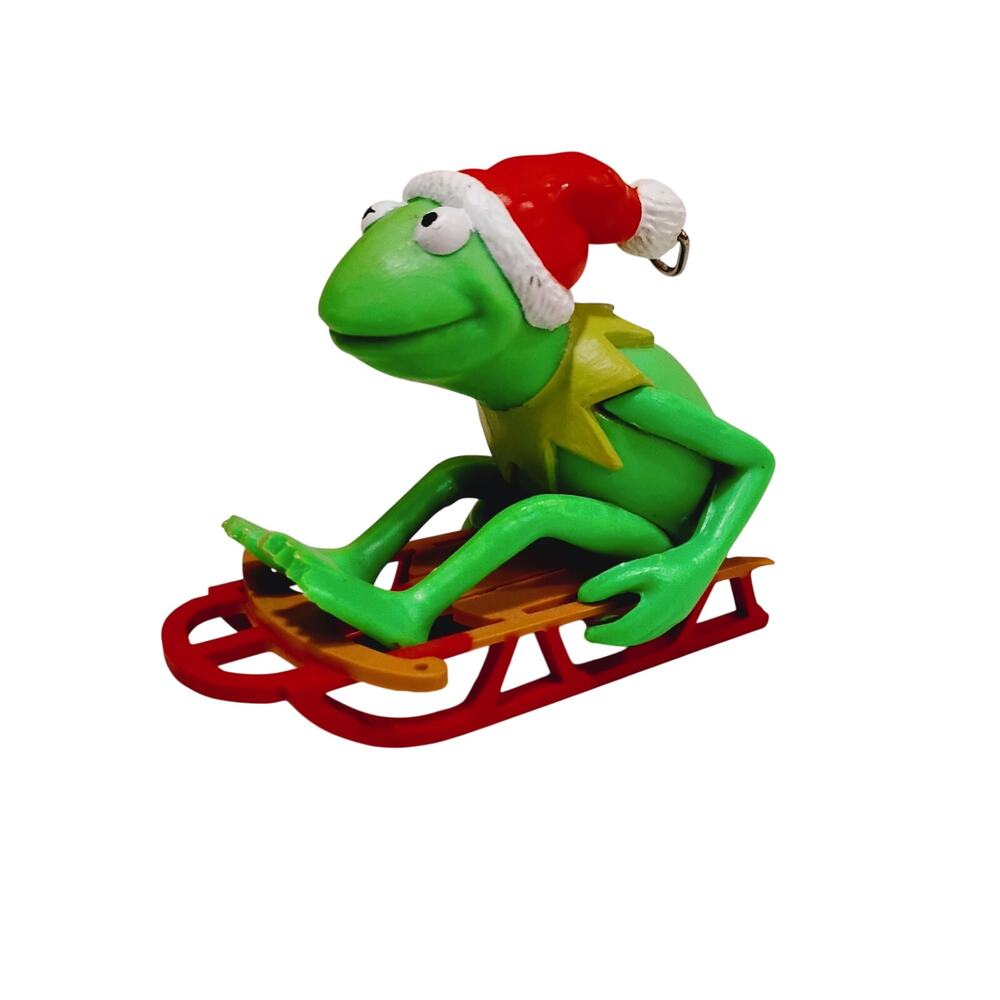 VTG 1981 Hallmark Keepsake Muppets Kermit the Frog on Sled Christmas Ornament